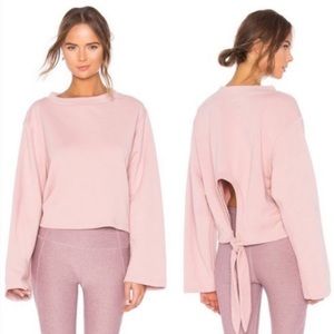 Varley Weymouth tie-back cropped pink cinder rose oversized open back M terry